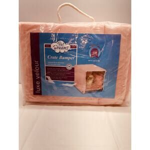 Pet Dreams Pink 3 Piece Crate Bumper for Small Cage 24"x18" Luxe Velour